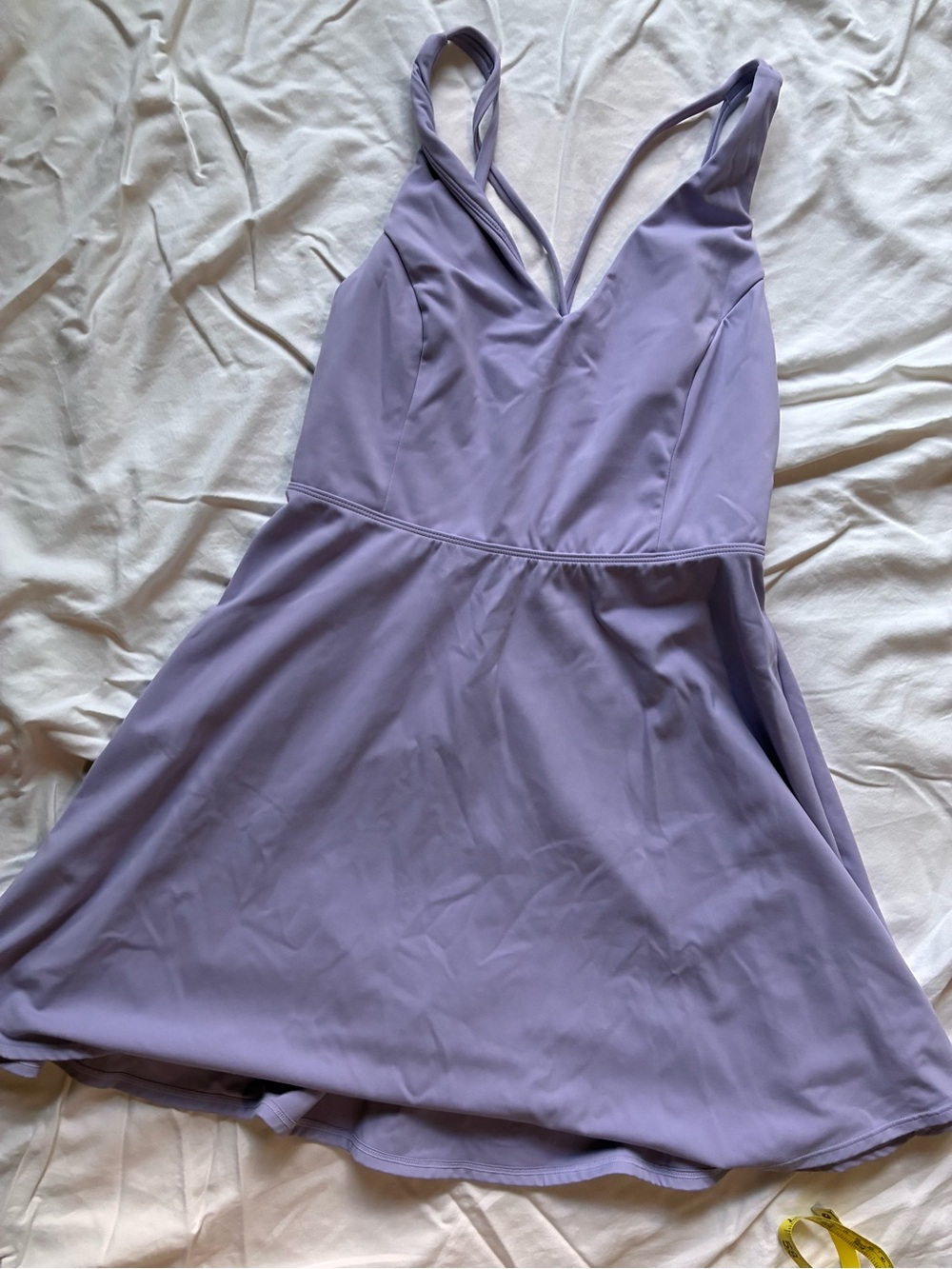 HALARA Lavender V-Neck Mini Dress with Strappy Back